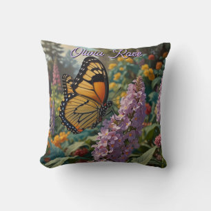 Cojín Decorativo Elegante jardín de flores silvestres pastel con ma