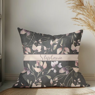 Cojín Decorativo Elegante Lámina De Piedra Rosa Y Oro En Negro