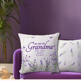 Cojín Decorativo Elegante Lavanda de oro morado te queremos abuela