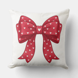 Cojín Decorativo Elegante lazo rojo coquette minimalista con corazo