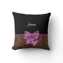 Elegante Leopard Print Elegant Purple Bow and Name