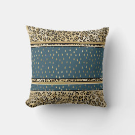 Cojín Decorativo Elegante Leopardo Imprimir Piel Azul Teargotas