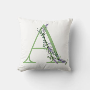 Cojín Decorativo Elegante letra alfabética A Lavanda Eucalipto