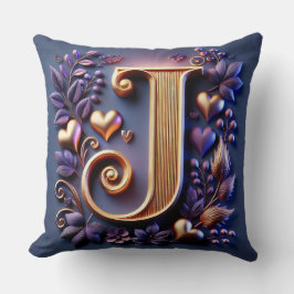 Cojín Decorativo Elegante letra J dorada