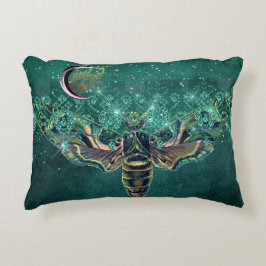 Cojín Decorativo Elegante luna de polilla luna noche esmeralda luce
