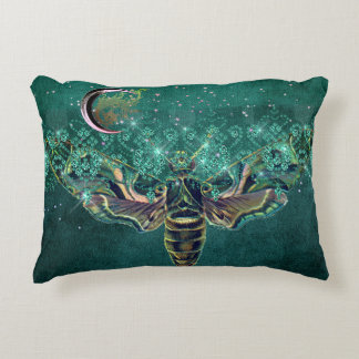 Cojín Decorativo Elegante luna de polilla luna noche esmeralda luce