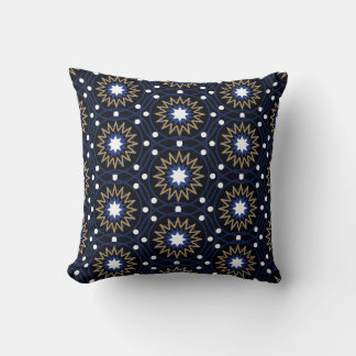Cojín Decorativo Elegante Mandala de Estrella Geométrica en Azul Ma