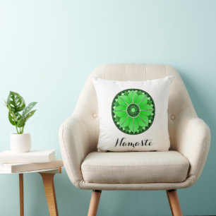 Cojín Decorativo Elegante Mandala Espiritual Verde Namaste