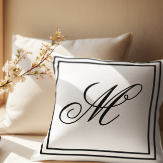 Cojín Decorativo Elegante Manta Blanca con Monograma Personalizado