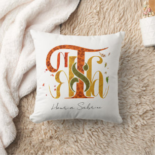 Cojín Decorativo Elegante Manuscrito Gracias Otoño Foliaje de Otoño
