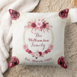 Cojín Decorativo Elegante manuscrito magenta rosa floral