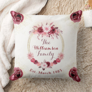 Cojín Decorativo Elegante manuscrito magenta rosa floral