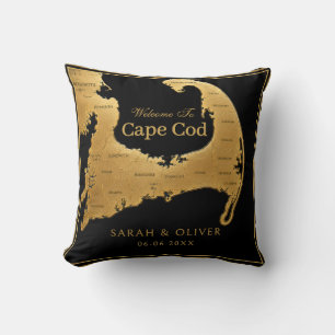 Cojín Decorativo Elegante mapa de bienvenida de Cape Cod