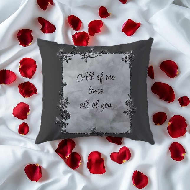 Cojín Decorativo Elegante Marco Gris Sparkle Valentine (Subido por el creador)