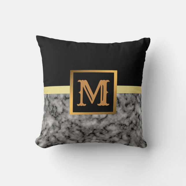 Cojín Decorativo Elegante Mármol moderno oro negro (Anverso)
