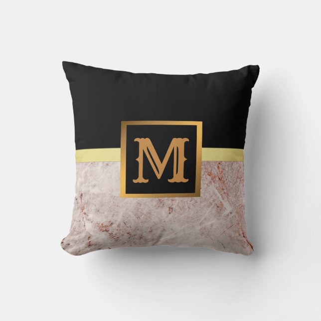 Cojín Decorativo Elegante Mármol moderno oro negro (Anverso)