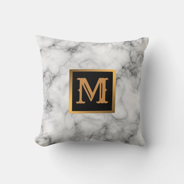 Cojín Decorativo Elegante Mármol moderno oro negro (Anverso)