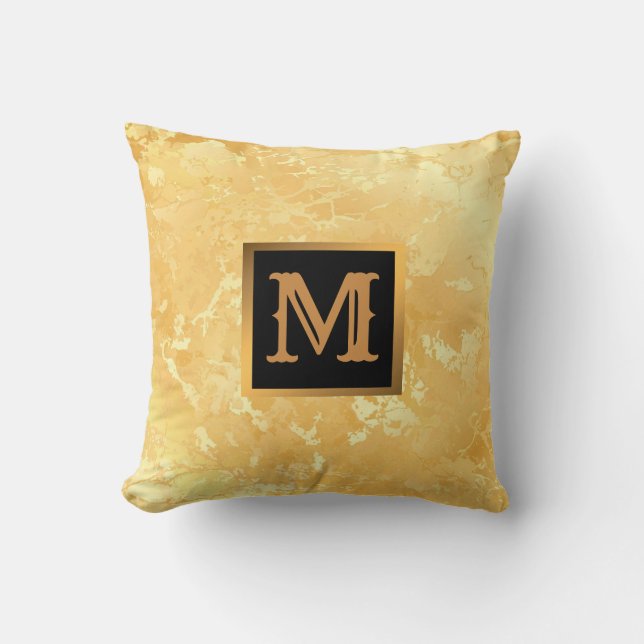 Cojín Decorativo Elegante Mármol moderno oro negro (Anverso)