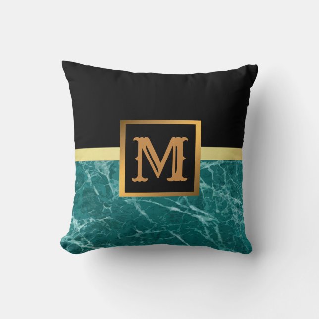 Cojín Decorativo Elegante Mármol moderno oro negro (Anverso)