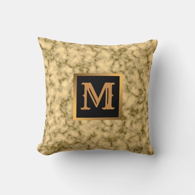 Cojín Decorativo Elegante Mármol moderno oro negro (Anverso)