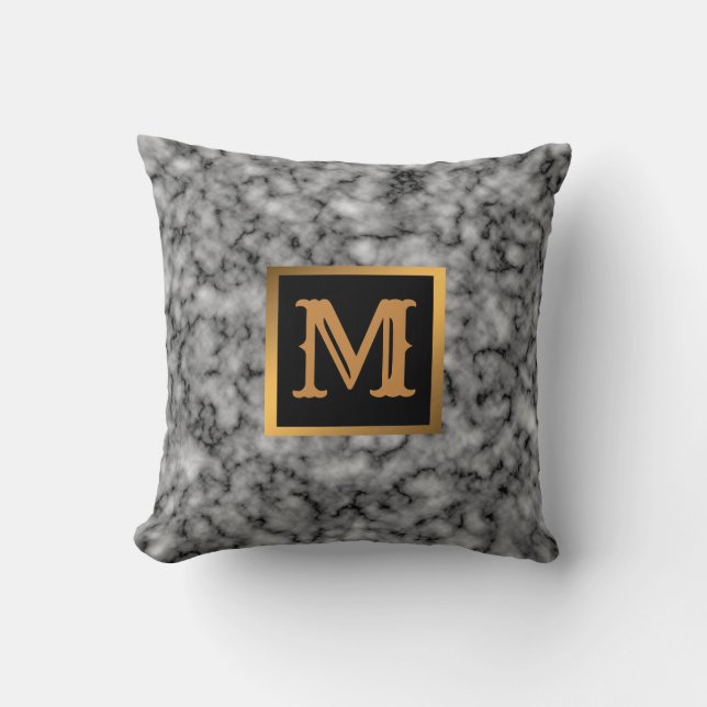 Cojín Decorativo Elegante Mármol moderno oro negro (Anverso)