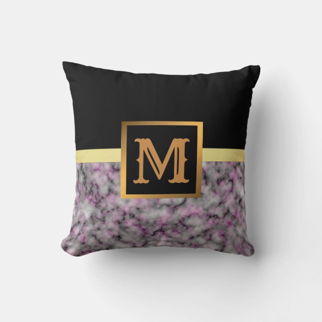 Cojín Decorativo Elegante Mármol moderno oro negro (Anverso)