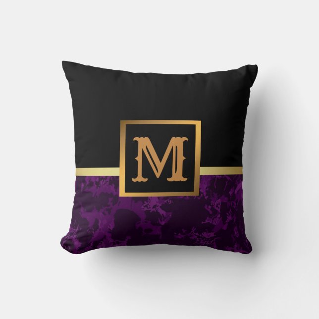 Cojín Decorativo Elegante Mármol moderno oro negro (Anverso)