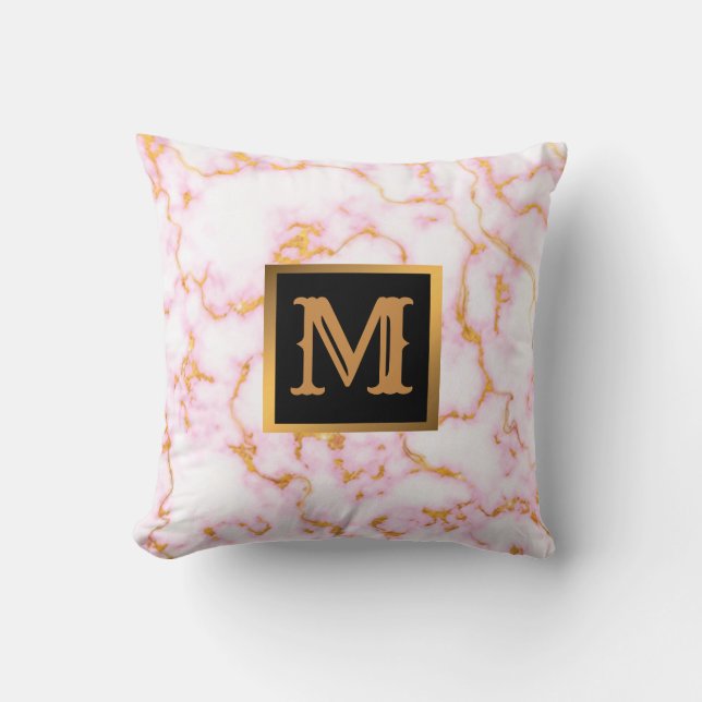 Cojín Decorativo Elegante Mármol moderno oro negro (Anverso)