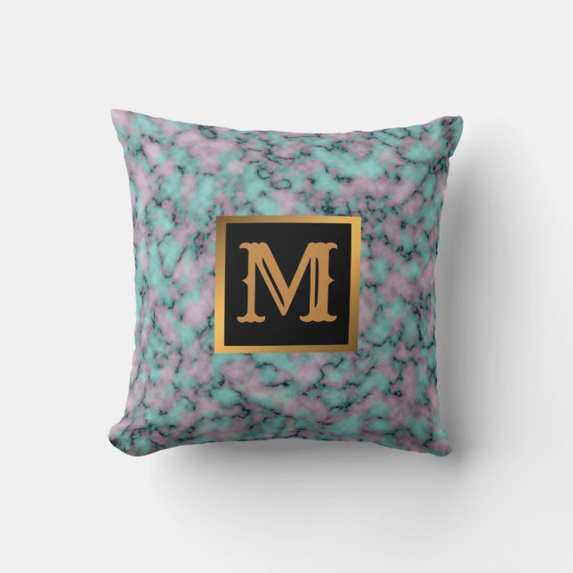 Cojín Decorativo Elegante Mármol moderno oro negro (Anverso)