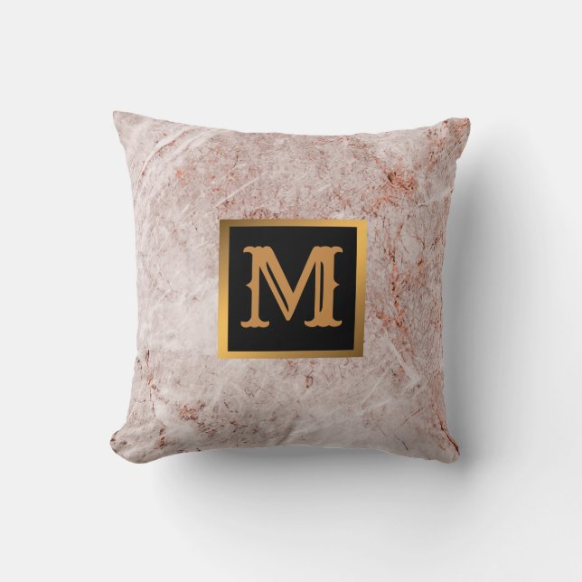 Cojín Decorativo Elegante Mármol moderno oro negro (Anverso)