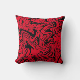 Cojín Decorativo Elegante Mármol Rojo Negro