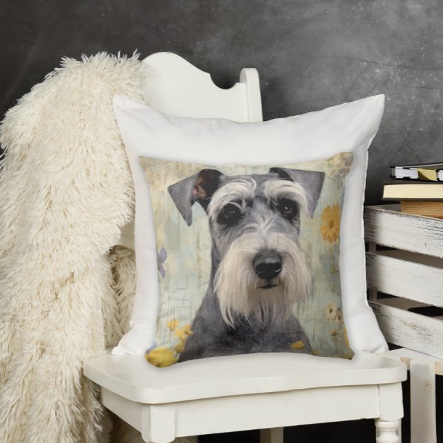 Cojín Decorativo Elegante Mini Schnauzer (Add some cuteness to your home decor with this pretty Schnauzer throw pillow.)