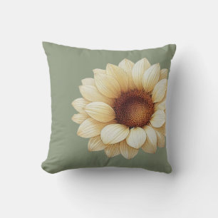 Cojín Decorativo Elegante Minimalista Floral de Borde de Girasol Ve