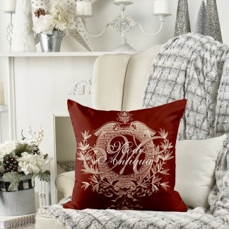 Cojín Decorativo Elegante Moda de Chateau de Borgoña y Crema Antigu