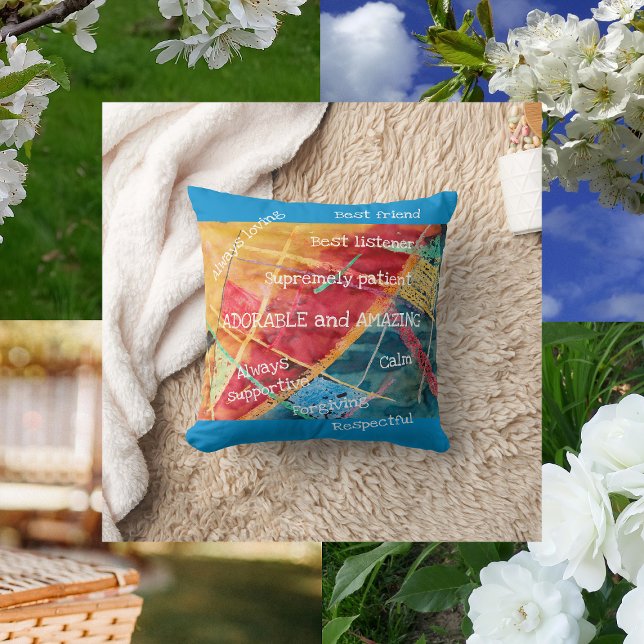 Cojín Decorativo Elegante Moda moderna Gran Madre Adorable Increíbl (To an Adorable and Amazing Mother on Mother's Day! Elegant pillow with an amazing mother's qualities)