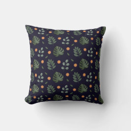 Cojín Decorativo Elegante Moderno Botánico Hoja Floral Azul Marino