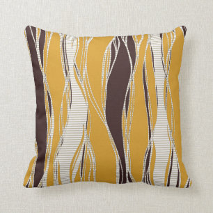 Cojín Decorativo Elegante, moderno, con líneas, ocre, marrón, bla