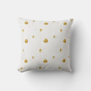 Cojín Decorativo Elegante Moderno Dorado Beige Puntos Rayas