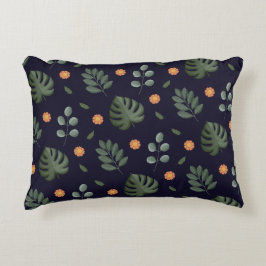 Cojín Decorativo Elegante Moderno Floral de Hoja Botánica Azul Mari
