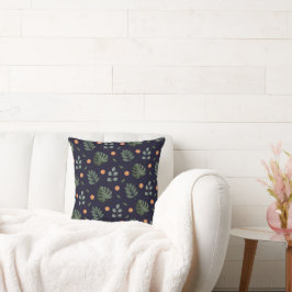 Cojín Decorativo Elegante Moderno Floral de Hoja Botánica Azul Mari