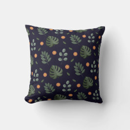Cojín Decorativo Elegante Moderno Floral de Hoja Botánica Azul Mari