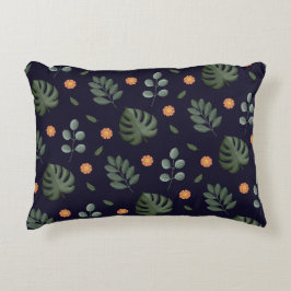 Cojín Decorativo Elegante Moderno Floral de Hoja Botánica Azul Mari