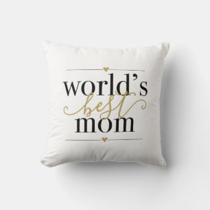 Cojín Decorativo Elegante Moderno Negro y Oro Mejor Mamá del Mundo