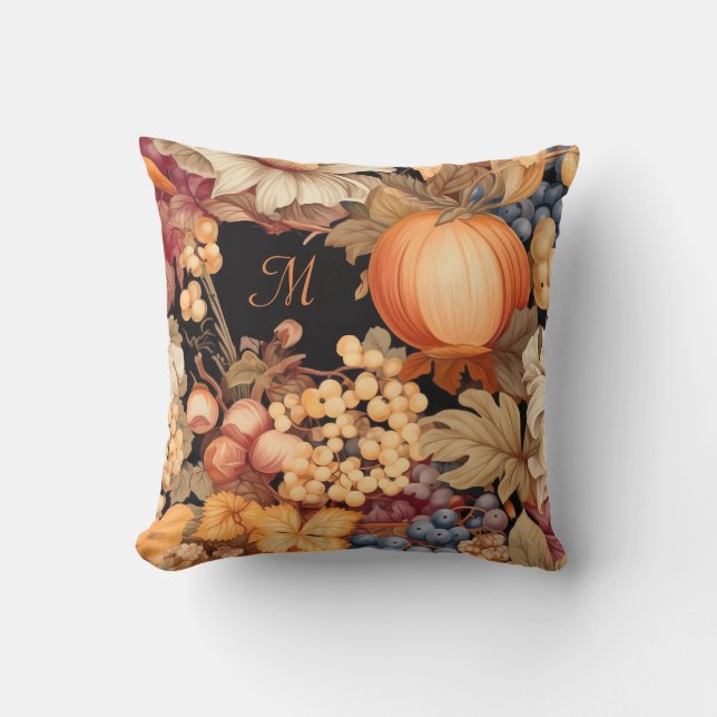 Cojín Decorativo Elegante monograma de cosecha de otoño elegante (Anverso)
