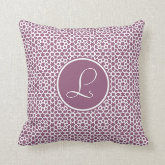 Cojín Decorativo Elegante monograma de geometría púrpura