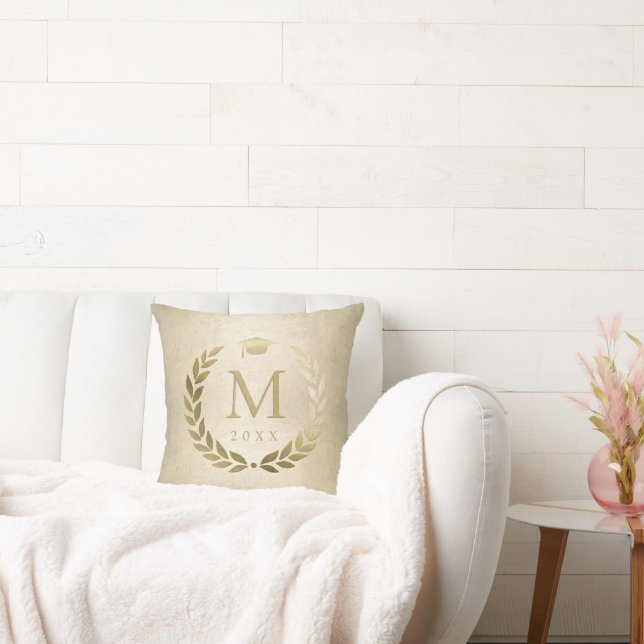 Cojín Decorativo Elegante Monograma de Guirnalda de Oro de Graduaci (Sofá)
