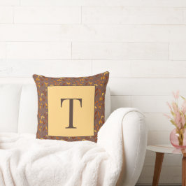 Cojín Decorativo Elegante Monograma de hojas de otoño