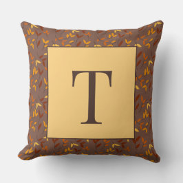 Cojín Decorativo Elegante Monograma de hojas de otoño