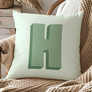 Cojín Decorativo Elegante Monograma de Letra H Inicial Personalizad
