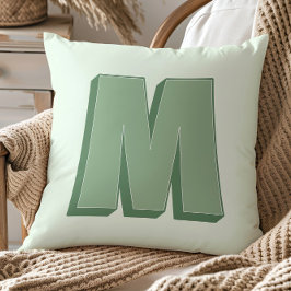 Cojín Decorativo Elegante Monograma de Letra M Inicial Personalizad